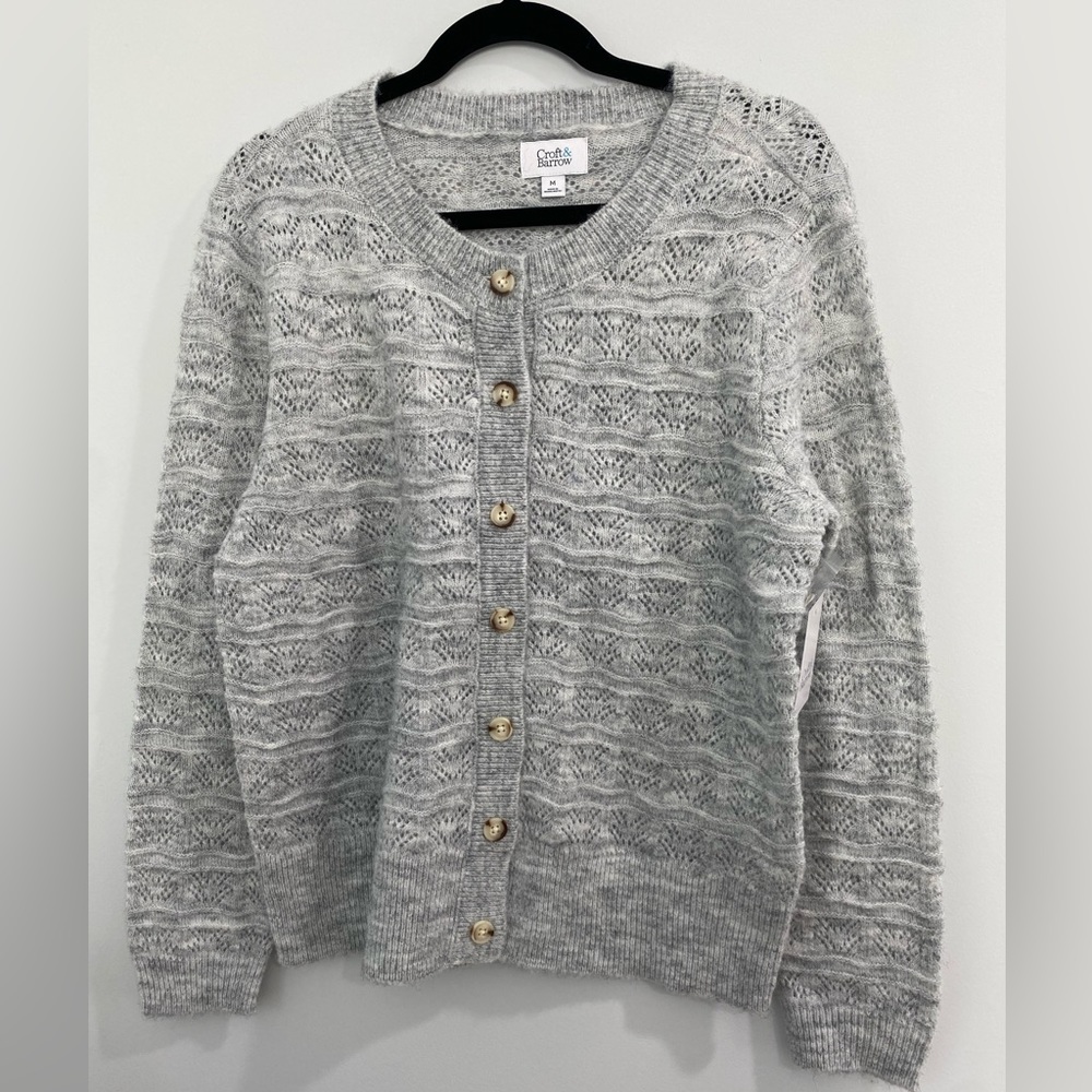 Woman’s Croft & Barrow Pointelle Button-Front Cardigan
